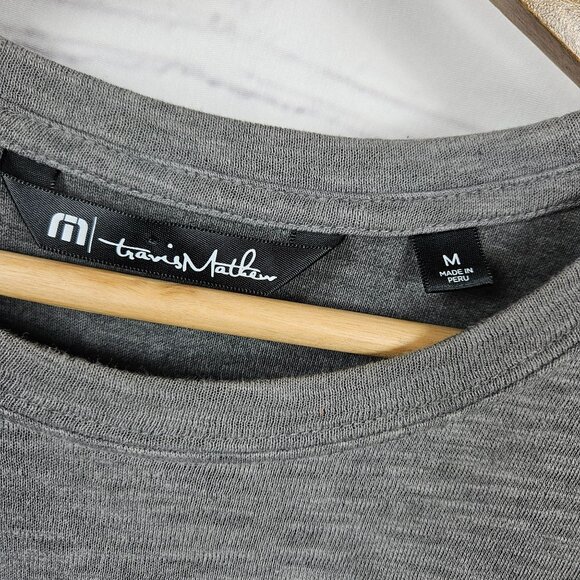 Travis Mathew Gray Long Sleeve Crewneck Shirt Mens M Peru Cotton Blend Modern - Picture 3 of 13